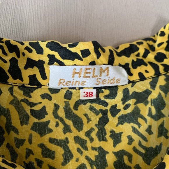 Vintage Silk Animal Cheetah Leopard Print Silk Blouse Long Sleeve Witchy Fairy - Picture 9 of 17